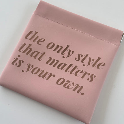 Pink Leatherette Jewelry Pouch with Motivational Quote